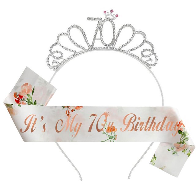 Conjunto de cumpleaños 13 11 10 15 21 30 40 50 60 Cintas para el pelo Cinturón de etiqueta Correas de hombro estampadas
