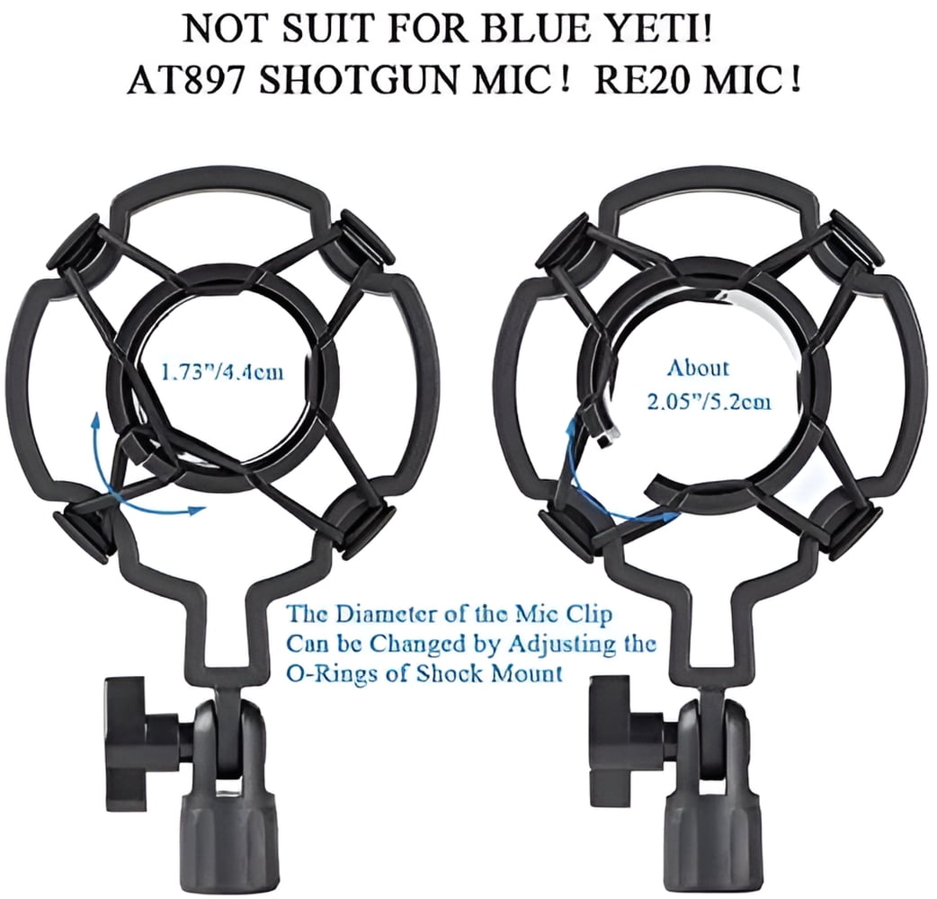 Upgraded Adjustable Microphone Suspension Boom Scissor Arm Stand with Shock Mount Mic Clip Holder 3/8?? to 5/8?? Screw Adapter -for Blue Yeti, Snowball & Other Microphones (stand with adapter)
