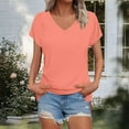 thumbnail image 6 of Lmnyox V Neck T Shirt for Women Short Sleeve Casual Loose Summer Shirts Solid Color Fashion Basic Tees Tops, 6 of 7