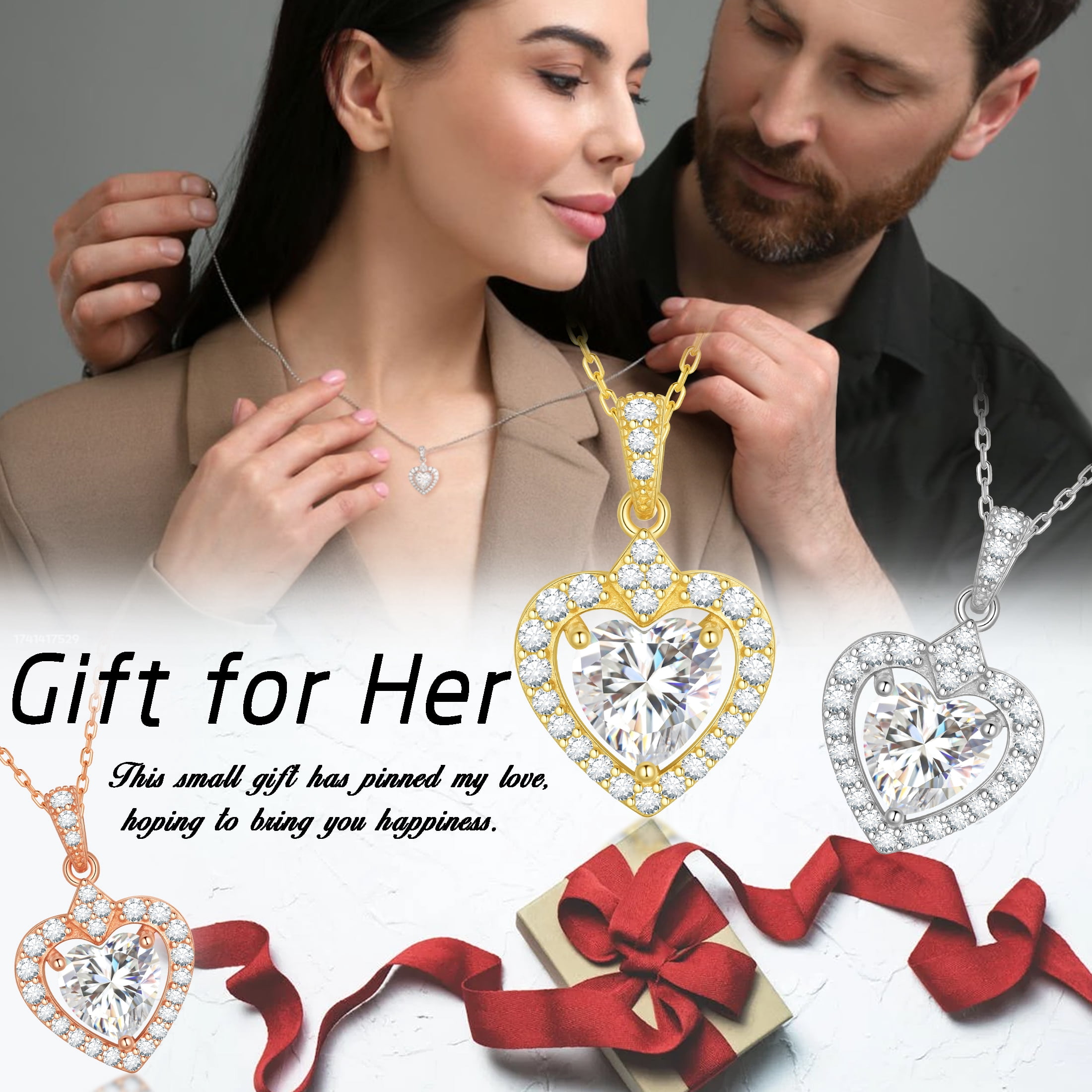 Beautlace 2 Carat Moissanite Necklace for Women,925 Stering Silver D Color VVS1 Heart Pendant Necklace Jewelry Gift for Birthday Christmas Anniversary Wedding