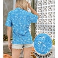 thumbnail image 2 of HAPPY BAY Women's Floral Beach Hawaiian Blouse Shirt T-Shirt Blouses Short Sleeve Button Up Dress Tee Shirts Tops for Women M Palm Tree, Blue, 2 of 6
