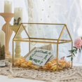 thumbnail image 3 of NCYP Boîte à Cartes en Verre Doré pour Réception de Mariage, 10.2x5.9x8.2 Pouces, Terrarium en Forme de Maison, Décoration de Table de Rangement à Domicile, Boîte en Verre Seulement, 3 of 7