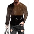 thumbnail image 3 of Pxiakgy shirts for men Neck 3D Sleeve Street Men's Digital Printing Top T-shirt Casual Round Long Men's blouseMen's Dress Shirts Brown + 4XL, 3 of 6