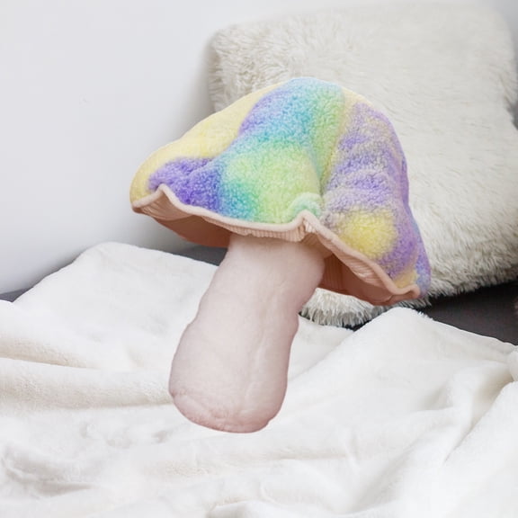 Rainbow Mushroom Pillow 12.5In Soft Cushion Doll Toys for Kids Room Nursery Decoration, Playful Bed Sofa Accessory Cushion Doll for Children