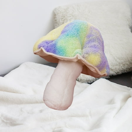 Rainbow Mushroom Pillow 12.5In Soft Cushion Doll Toys for Kids Room Nursery Decoration Playful Bed Sofa Accessory Cushion Doll for Children