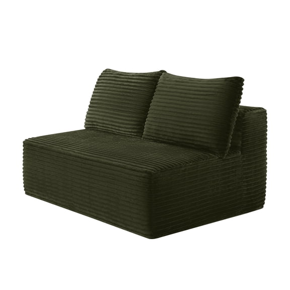 FENGFAN 58 Inch 2 Seat Boneless Convertible Chaise Lounge Plush Fabric Sofa with Cup Holder Throw Pillows 1 Pack