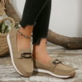 thumbnail image 3 of Rokment Women's Loafers Comfortable Platform Memory Foam Slip on Work Flat Shoes for Women Leather Casual Dressy Walking Sneakers Khaki Size 7.5, 3 of 5