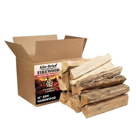 Firewood Central Kiln-Dried PA Ash – 16” Splits (Approx. 38 lb) – Mild Smoking Wood for Cooking, Grilling, BBQ & Campfires – Easy Light, Low Smoke, USA-Sourced