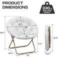 thumbnail image 2 of Cozy Saucer Chair, Living Room Chair, Faux Fur Soft Thick Padded Folding Chair, Comfortable Moon Chair for Living Room, Bedroom, Reading Nook, Modern Style, White, 2 of 24