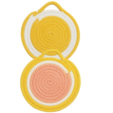 

2Pcs Knitted Drink Coaster Absorbent Place Mat Handmade Coaster Kitchen Tabletop Place Mat