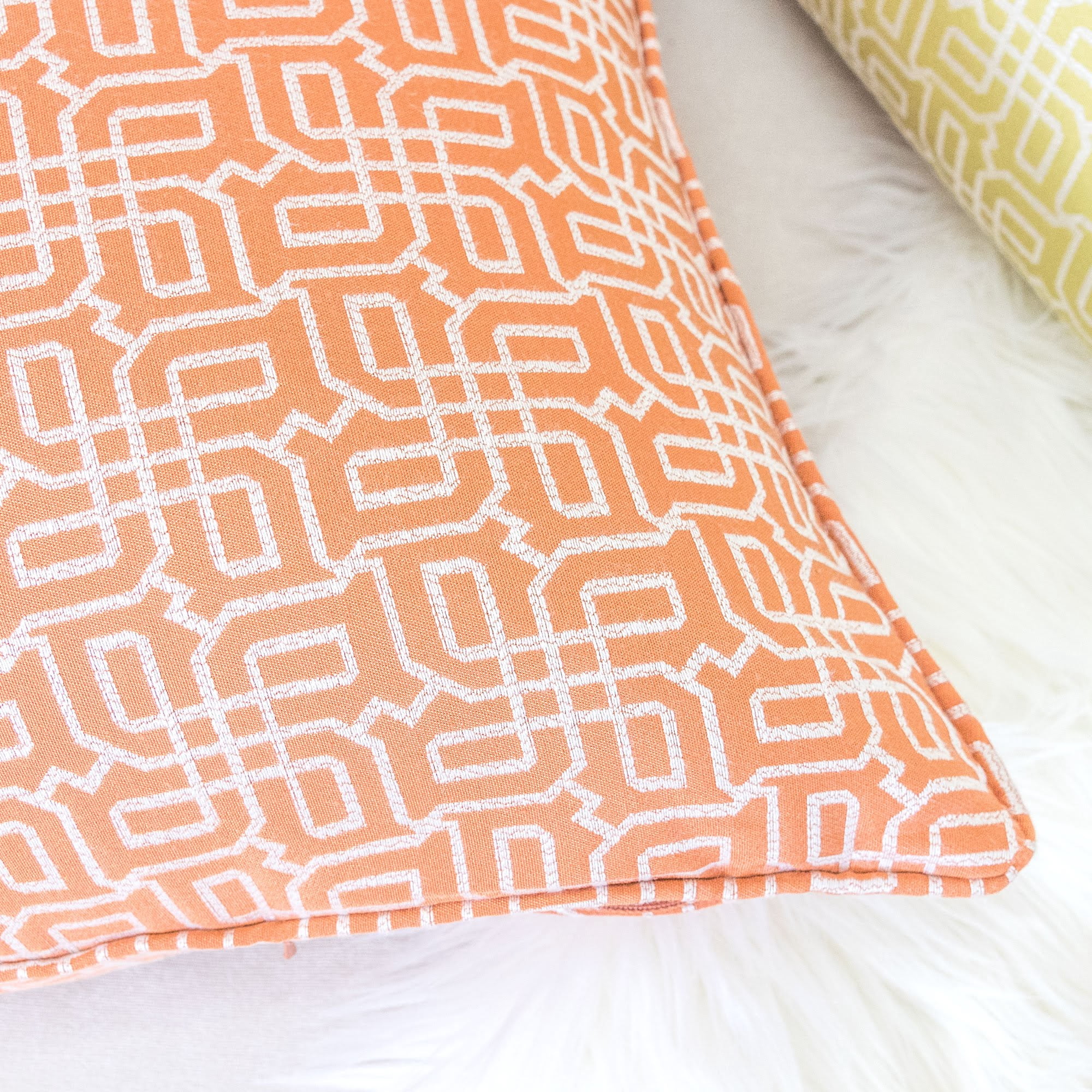 Seana Orange Geometric Polyester 20 in. x 20 in. Throw Pillow (Set of 2)