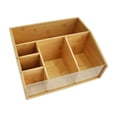 thumbnail image 2 of Organizador de escritorio con soporte para control remoto, cesta de bambú con compartimentos decorativos para gabinete 6 cuadrículas, 2 of 9