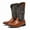 Brown, variant on Men's Brown & Black Patchwork Western Cowboy Boots - Square Toe with White Embroidery & Pull-On Design