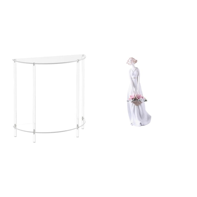 Mesa Auxiliar De Acrílico Con Figura De Niña De Cerámica, Mesita De Noche Moderna Y Delgada Para Sala De Estar, Estante, Baño, Decoración Del Hogar, Estilo Nórdico