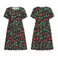 thumbnail image 3 of Bixox Robe d'Été à Manches Courtes pour Femmes Robe Ample Longueur Genou avec Poches-Fraise, 3 of 7