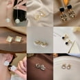 thumbnail image 2 of DESIGNICE Earrings,Stylish Korean Fashion Design Stud Earrings for Women,Hypoallergenic Silver Needle Fake Earrings,Style5, 2 of 2