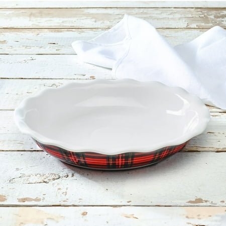Highland Collection 10 Plaid Pie Plate, Red Plaid, Walmart