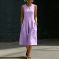 thumbnail image 2 of SAWOBUUN Womens Sleeveless Cotton Blend Midi Dress Crew Neck Casual Loose Fit Tank Dress Casual Summer Dress, 2 of 6