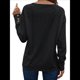 thumbnail image 3 of Blusas Elegantes e Informales para Mujer, con Cuello en V, Larga, Botones, Encaje Calado y Bordado. Negro XL, 3 of 7