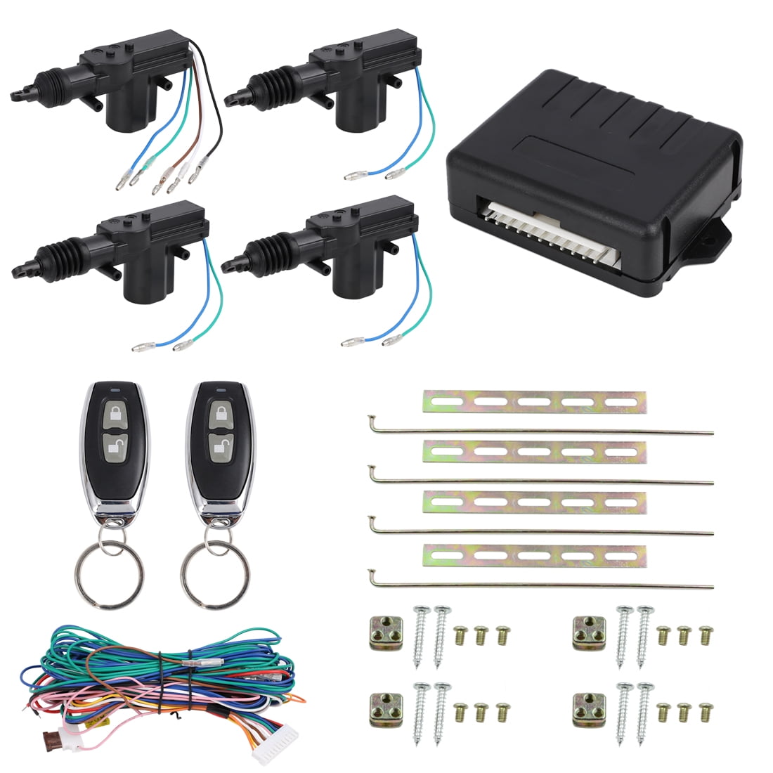 Unique Bargains 4 Doors Car Central Locking Keyless Entry System Kit with Remotes