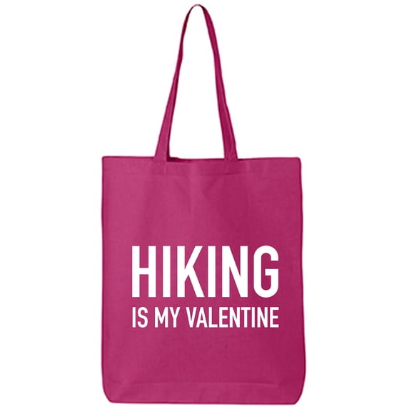Hiking Is My Valentine Cotton Canvas Tote Bag