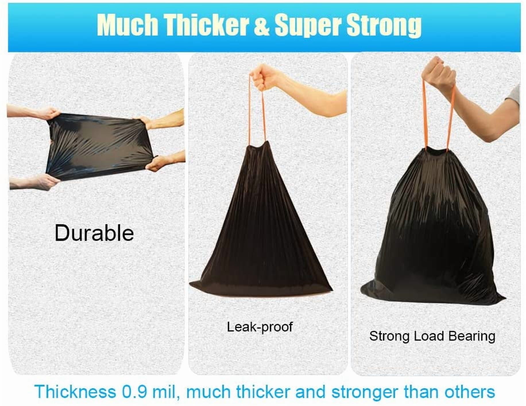 10 Gallon Drawstring Trash Bag Garbage Bag Trash Can Liner,0.9 Mil,90 Count (Black, 10 Gallon)