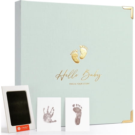Baby Book Keepsake for Baby Boy or Girl - Timeless First 5 Year Baby Scrapbook - Every Event from Birth to Age 5 - Gender Neutral Baby Photo Albums Gifts, 136 Pages (Green)