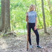 RMS Natural Wood Walking Stick - 55 Handcrafted Wooden Hiking Stick and Trekking Pole with Wrist Strap (Grooved Handle)
