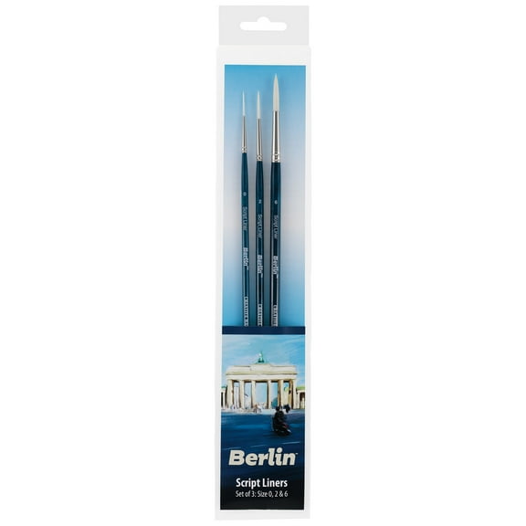 Berlin Synthetic Long Handle Acrylic Brushes - Professional Paint Brushes for Artists - Set of 3 Long Handle Series 9980