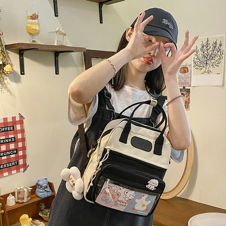 SKYCARPER Multifunctional Japanese Style Kawaii Backpack Nylon Shoulder Bag School Girls Tote Bag Crossbody Bag Large-capacity School Bags, Adult