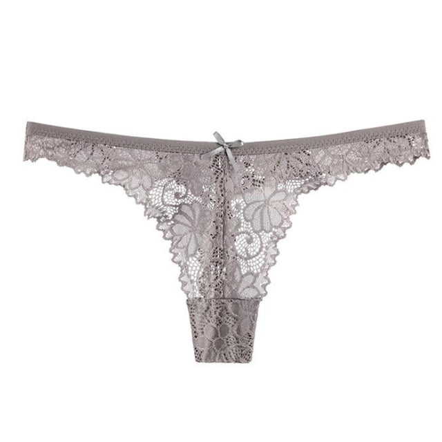 Gibobby Paquete de Tanga para dama Bowknot Sexy Cintura Color Sólido Bragas Calzoncillos de encaje Tanga Bragas de mujer(Gris,XL)