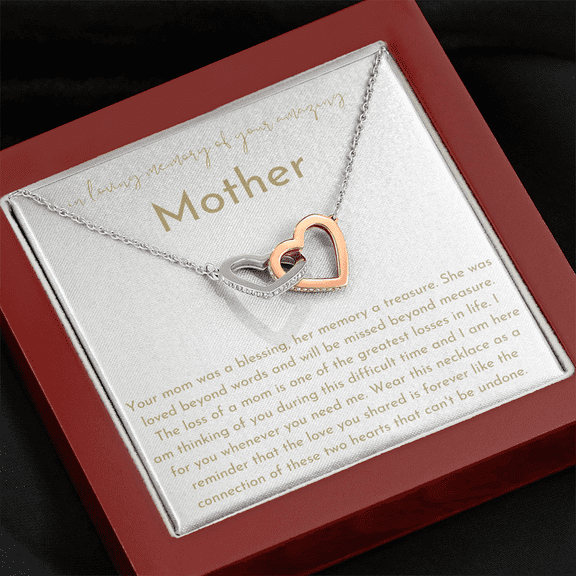 Loss Of Mother Gift - Memorial Gifts For Loss Of Mother Interlocking Hearts Neckalce Luxury Box