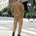thumbnail image 6 of HAiming Men Corduroy Sets 2 Piece Outfits Stand Neck Button Tops and Cargo Pants Athletic Tracksuit with Pockets, 6 of 8