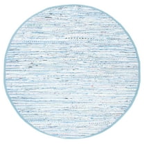 SAFAVIEH Rag Skylar Striped Cotton Area Rug, Light Blue/Multi, 6' x 6' Round