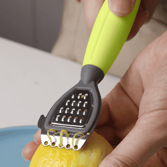 3-in-1 Citrus Zester, Stainless Steel Lemon Peeler and Juicer with Soft-Grip Handle for Lemons, Limes, Oranges and Grapefruits