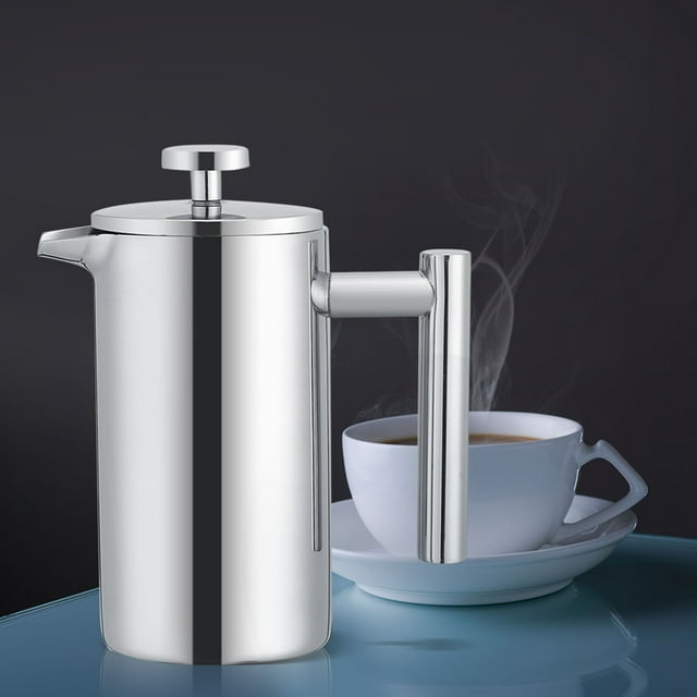 French Press Coffee Maker, 350ML Double Wall Stainless Steel Coffee Maker French Press Tea Pot With Filter For Home, Office And Coffee Shop