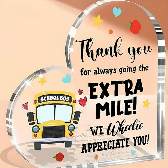 Celebratory Gift | Acrylic Heart-Shaped School Bus Driver Appreciation Gift No Electricity Needed Featherless For Men Women Ideal For Christmas Graduation Birthday Bus Driver Gifts
