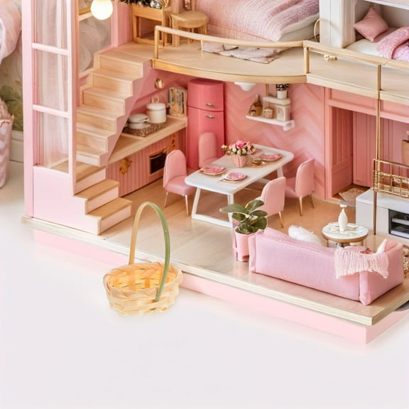 WHAMVOX Portable Bamboo Woven Baskets with Handles for Storage Light Brown Compact Design 6 Pieces