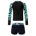 thumbnail image 2 of YONGHS Girls 2 Pcs Swimsuit Summer Floral Printed Long Sleeve Swim Top with Boyleg Shorts Suit Lily 14, 2 of 7
