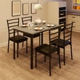 thumbnail image 4 of Modern 5-Piece Dining Table Set for 4 – Space-Saving MDF Tabletop – 4 Upholstered Chairs – Sturdy Metal Frame – Ideal for Kitchen, Dining Room, Apartment – Color: Grey, MDF Tabletop, 4 of 7