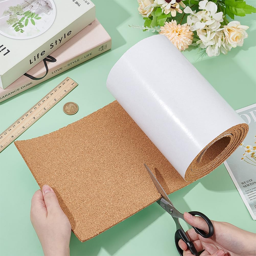 98x7.8inch Self Adhesive Cork Roll Bulletin Board Roll DIY Cork Material (4mm Thick) Easy-Cut Self-Stick Surface for Home Decor Handmade Crafts Wall Art
