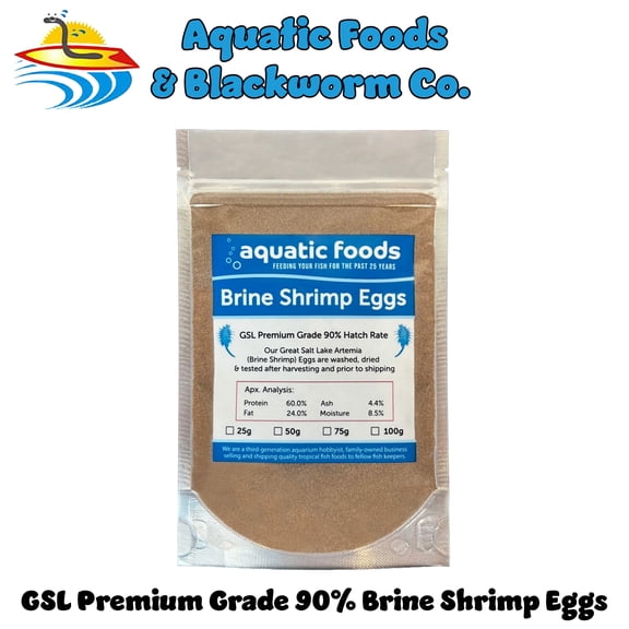 Aquatic Foods Brine Shrimp Eggs for Hatching, 85-90% Hatch Great Salt Lake Brine Shrimp Eggs25 grams