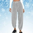 thumbnail image 5 of qucoqpe Women's Fuzzy Plush Pajama Pants Warm Fleece Drawstring Elastic Waist Wide Leg Teddy Pjs Bottoms Cuffed Lounge Pants, 5 of 6