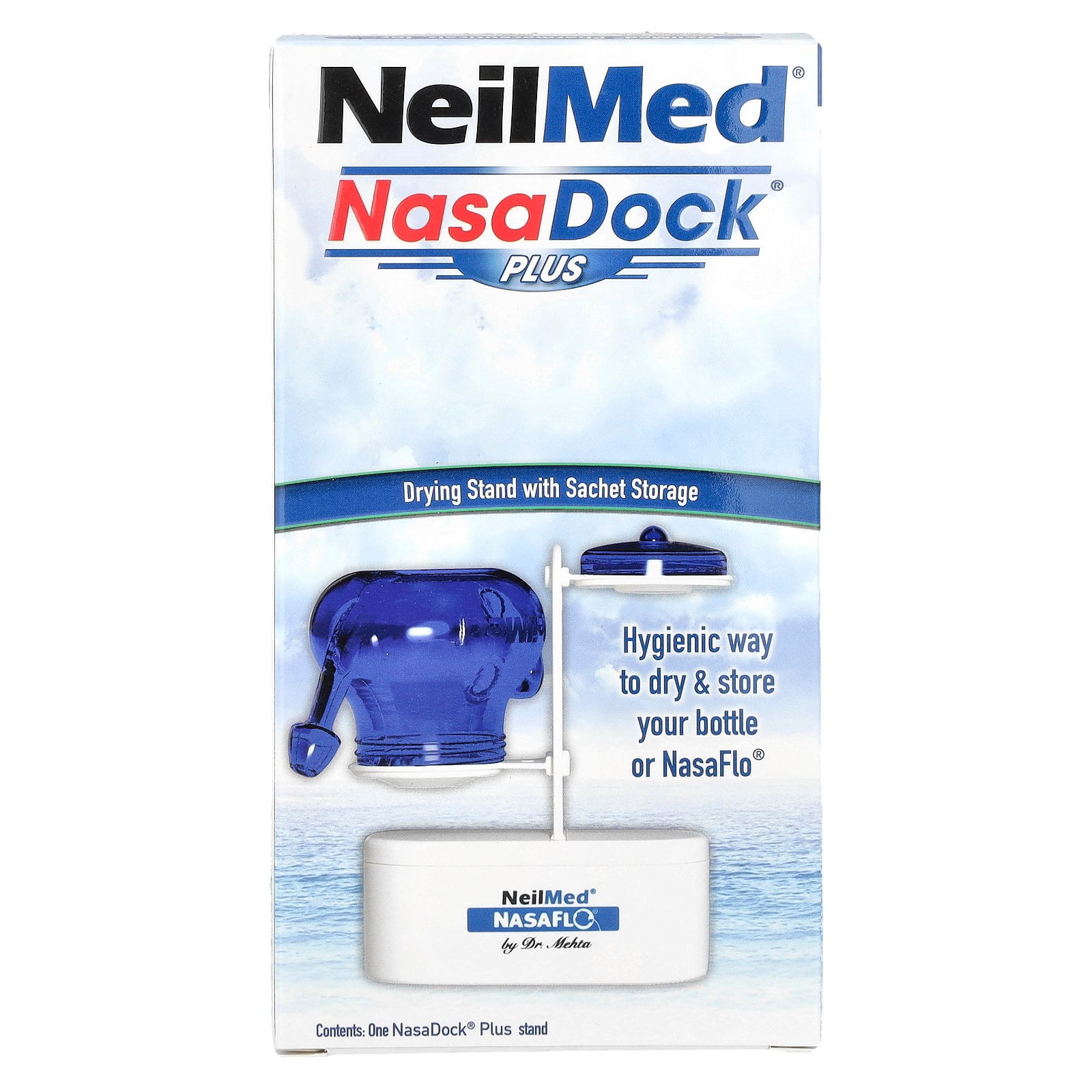 NeilMed NasaDock Plus Drying Stand, White, for Sinus Rinse Bottles and Neti Pot