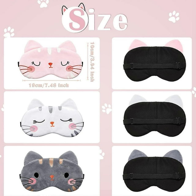 Cute Eye Mask for Sleeping 3 Pieces Cartoon Cat Dog Face Eye Cover Funny Animal Sleeping Mask Soft Lightweight Night Sleep Masks Kitty Eye Mask Blindf