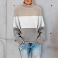 thumbnail image 3 of Baqcunre Women's Sweaters Autumn Winter Women Knit Color Matching Round Neck Loose Casual Sweater Tops Long Sleeve Sweater For Women Hoodies For Women Fall Outfits Women Trendy E M, 3 of 5