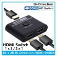 thumbnail image 2 of 4K Compatible Switch Splitter Bi-Direction 1x2/2x1 Switcher 2 in 1 Out for TV Box Switcher Adapter, 2 of 7