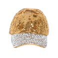 thumbnail image 2 of Womens Sequin Fashion Baseball Cap w/ Full Stoned Bill - Gold, 2 of 4