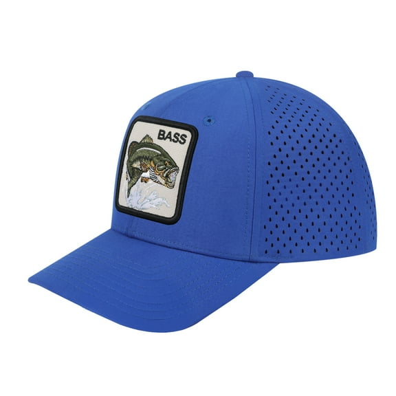 Unisex Embroidered The Bass, 6-Panel Microfiber Laser hole Trucker Hat, Royal Blue/Royal Blue, Adjustable Fit
