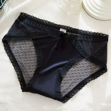 Odbmxy Panties for Women Clearance $5 Hipster Lace Brief Underwear for Women Ice Silk Blue Single Color Breathable Panties